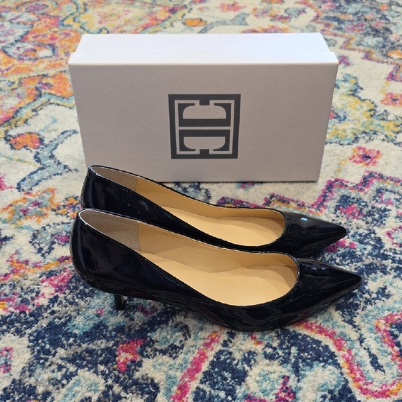 Navy Patent Leather Women's Pumps - Picture 2 of 4